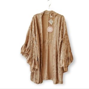 Umgee Floral Burnout Velvet Kimono Duster
